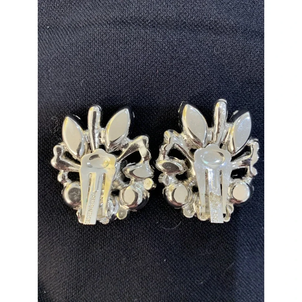 EISENBERG Vintage Crystal Rhinestone Climber Clip-on Earrings Circa‎ 1950 Signed